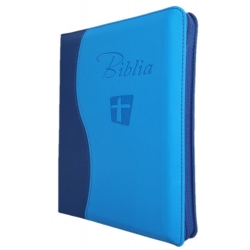 Biblia NTR, blu/bleumarin, fermoar, index, cotor argintiu